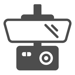 Rearview mirror with video recorder solid icon, car parts concept. Vector graphics. Security camera sign on white background, glyph style icon for mobile or web design.