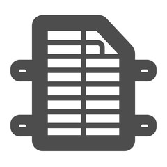 Car aluminum radiator solid icon, car parts concept. Vector graphics. Radiator sign on white background, glyph style icon for mobile or web design.