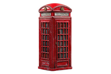Obraz premium Classic red telephone kiosk, weathered texture, with 