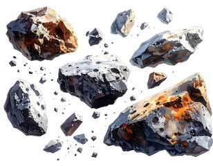 Watercolor painted rock elements