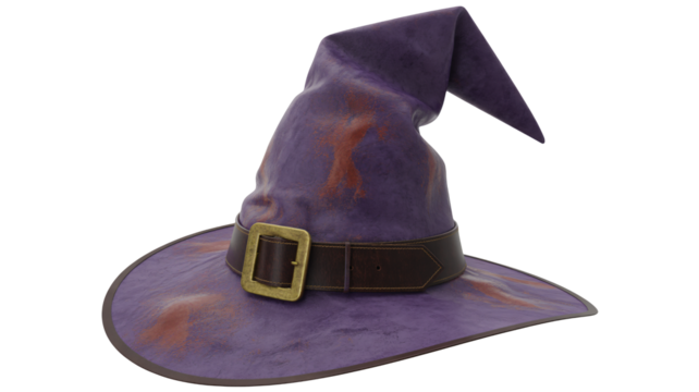Enchanting purple witch hat with rustic charm for spellbinding designs