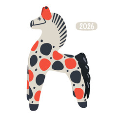 Sculpture of Dymkovsky clay toy horse. Inscription