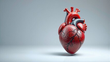 Realistic Human Heart on White Background, Medical and Healthcare Concept