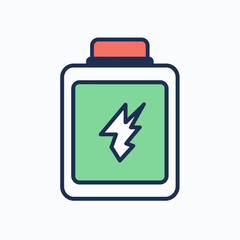 Green electric battery icon with a lightning bolt symbol.