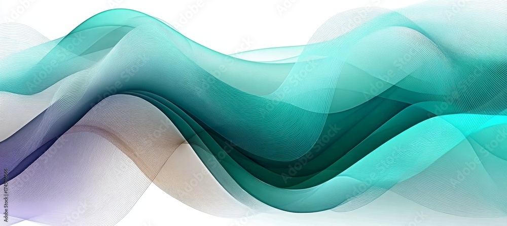 Canvas Prints abstract smooth composition featuring translucent waves in mint and light orchid on white background
