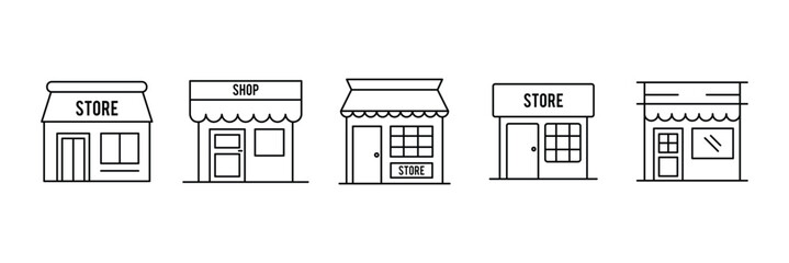 Store icon set. Line and glyph store shop vector.  Thin line vector icons for mobile concepts and web apps. Premium quality icons in trendy flat style.  