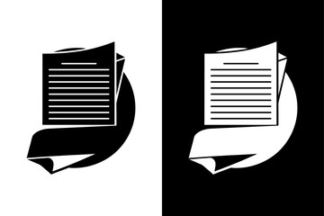 Contract Agreement Icon — Business Deal Symbol on Black and White Background.