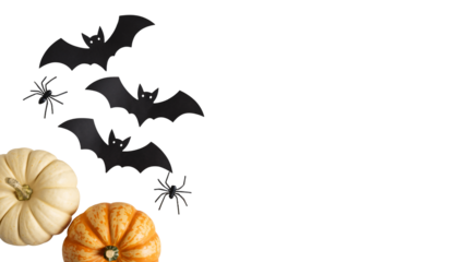 Spooky Halloween pumpkins with bats and spiders add festive fun