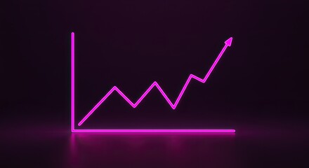 Neon Pink Growth Chart on Dark Background Showing Upward Trend