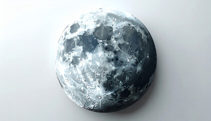 Low-poly waning moon with angular faceted polygons on a white background showcasing geometric celestial design, modern 3D lunar illustration, and minimalist digital art style