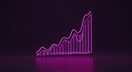 Glowing Pink Chart Lines Growth on Dark Background