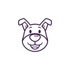 Cartoon dog face outline on white background, a simplified illustration