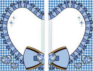 A cute idol, cheki, heart-shaped, polaroid camera, and a connecting love, blue / 繋がるラブハートカップルチェキ 可愛い アイドルメイド宿題チェキ 青