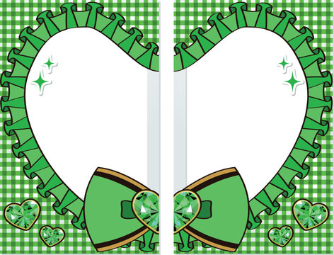 A cute idol, cheki, heart-shaped, polaroid camera, and a connecting love, green / 繋がるラブハートカップルチェキ 可愛い アイドルメイド宿題チェキ 緑