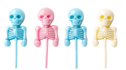Skeleton food picks, Halloween food or drink decoration, 2D watercolor style isolated on transparent background.