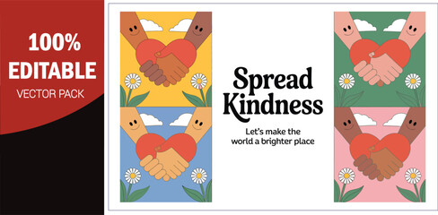 Spread Kindness hands shaking hearts collage let's make the world a brighter place