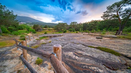 Selbstklebende Fototapeten Dinosaurier Dinosaur Footprints of Regumiel de la Sierra, El Frontal Footprint Deposit, Soria, Castilla Y León, Spain, Europe  © Al Carrera