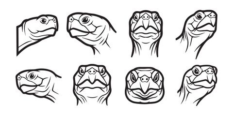 black and white silhouette art tutorize face logo design set
