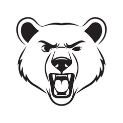 black and white silhouette art bear face logo design set
