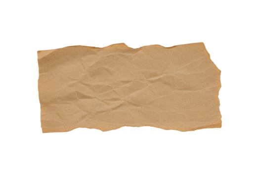 Textured brown crumpled paper fragment with torn edges, perfect for vintage design projects, scrapbooking, or adding rustic authenticity to your creative work.