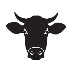 black and white cow head silhouette vector
