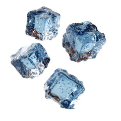 Fototapeta premium Four clear, icy cubes appear to be floating against a black background