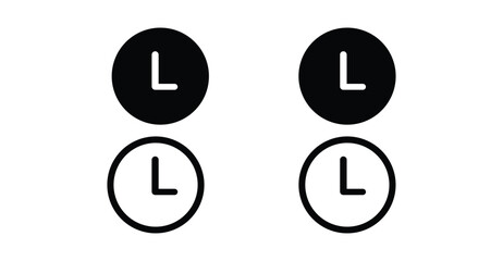 Clock icon set – stylized black and white circular symbols showing 9:00 for scheduling, punctuality, time management, and UI design