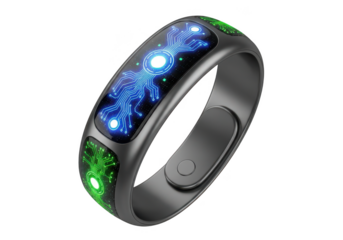 Futuristic galaxy ring blending tech and cosmic beauty advanced smartwear concept