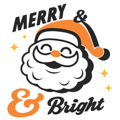 Merry and Bright Santa Claus Graphic for Holiday Apparel