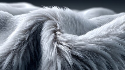 Close up of a fluffy white fur with a wavy texture. The fur is white and he is made of wool