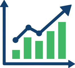 Bar Graph with Upward Trend Arrow