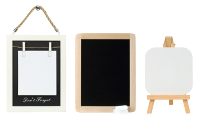 Set of different writable boards isolated on transparent background