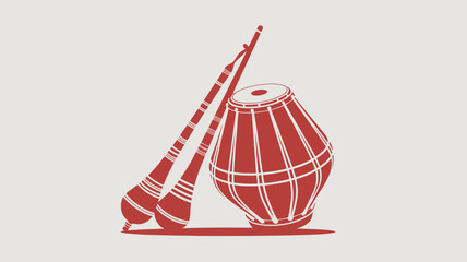 Celebrate culture with this captivating tabla and pungi illustration perfect for showcasing Indian traditions and musical heritage in vibrant designs