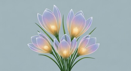 Fototapeta premium Enchanting Floral Bouquet with Glowing Crocus Blossoms