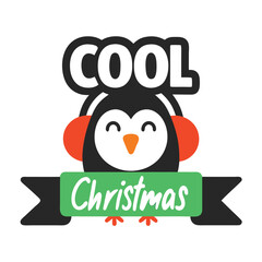 Cartoon Penguin with Headphones for a Cool Christmas