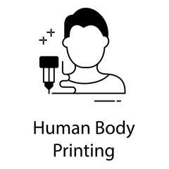 Human Body Printing Icon for Advanced Medical 3D Bioprinting Technology Illustration