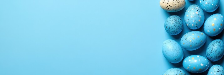 Colorful Easter Eggs on a Light Blue Background