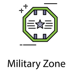Restricted Military Zone Icon Showing Security Defense Area and Warning Sign