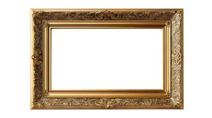 Antique gold frame isolated transparent background