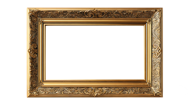 Antique gold frame isolated transparent background
 - Powered by Adobe