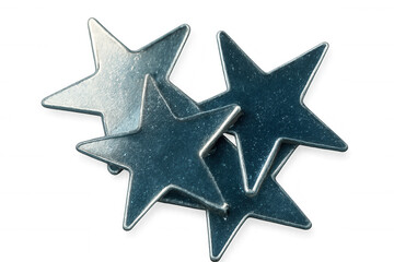 Obraz premium Group of metallic five-pointed stars symbolizing quality, rating, and award on a clean, isolated background