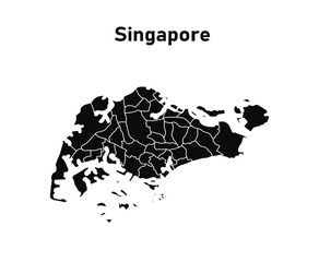 Singapore map black silhouette vector illustration