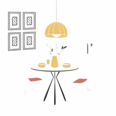 Minimalist Dining Table Setup with Pendant Light