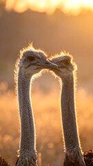 Two Ostriches With Necks Intertwined