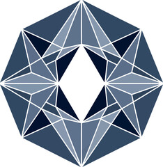 Geometric Abstract Design - Blue and White