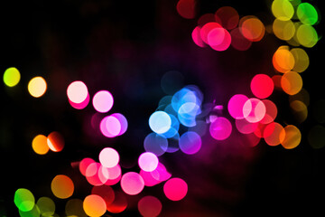 Colorful bokeh lights creating abstract rainbow background