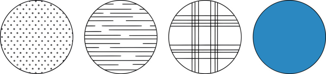 Four Circles: Patterns and Solid Blue