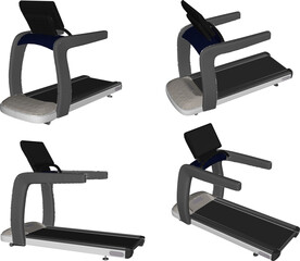 Vector sketch illustration of a treadmill fitness equipment design for exercise to shape the body to be fuller and healthier