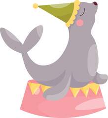 Seal. Isolated circus seal vector illustration design perfect for circus posters, entertainment themes, marine animal art, and children's cartoon graphics.