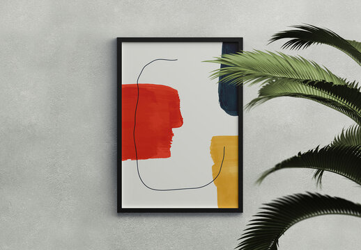 Interior Picture Frame Mockup Hanging on the Wall